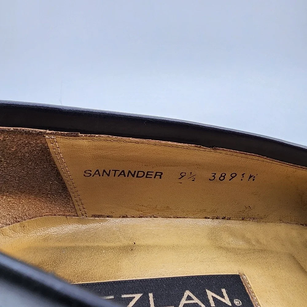 Mezlan Santander Dress Shoes Mens 9.5 Black Leather‎ Tassel Kiltie Loafer Spain